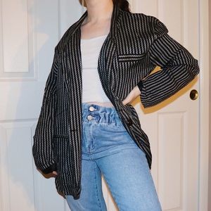 Vintage Tarazzia Grey & Black Striped Blazer